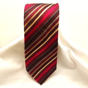 Peacock Brand‎ Men’s Necktie Silk Multicolor Burgundy Stripe Tie 62"x3.5" EUC